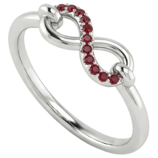 Runder Rubinring Infinity 1 Karat Weißgold 14K