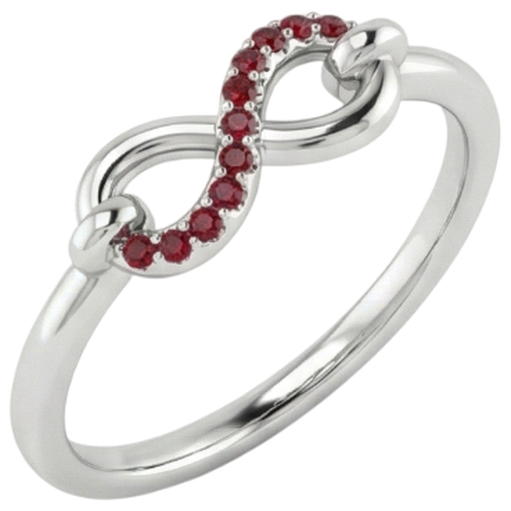 Runder Rubinring Infinity 1 Karat Weißgold 14K