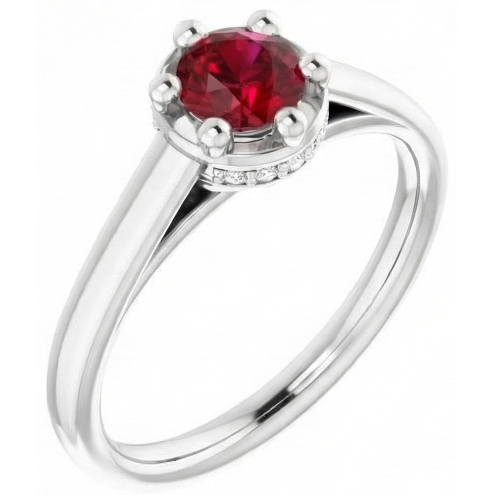 echter round rubin 1.25Karat ring Profilansicht