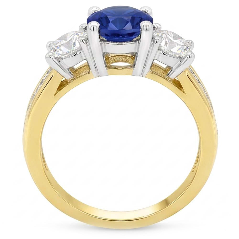 Runder Saphir-Edelstein-Ring Channel Set Aus der Erde Abgebauter Natürlicher Diamanten 4 Karat