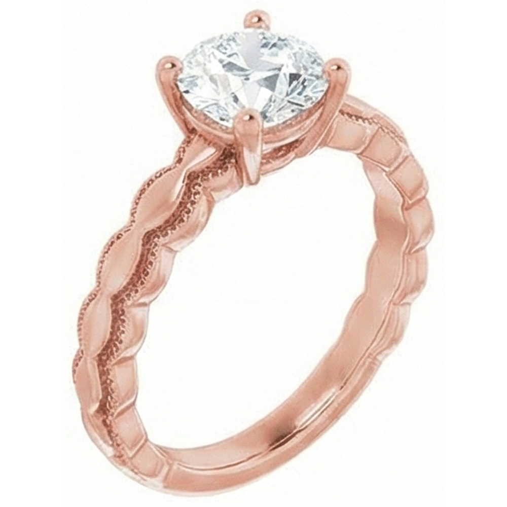 Runder Solitaire Old Mine Cut Echt Natürlicher Diamant ( nicht im Labor gezüchtet )ring 2 Karat Milgrain Shank