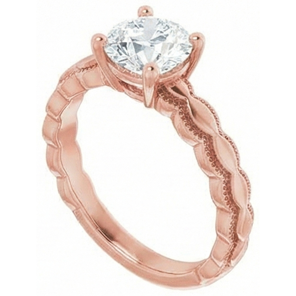 Runder Solitaire Old Mine Cut Echt Natürlicher Diamant ( nicht im Labor gezüchtet )ring 2 Karat Milgrain Shank