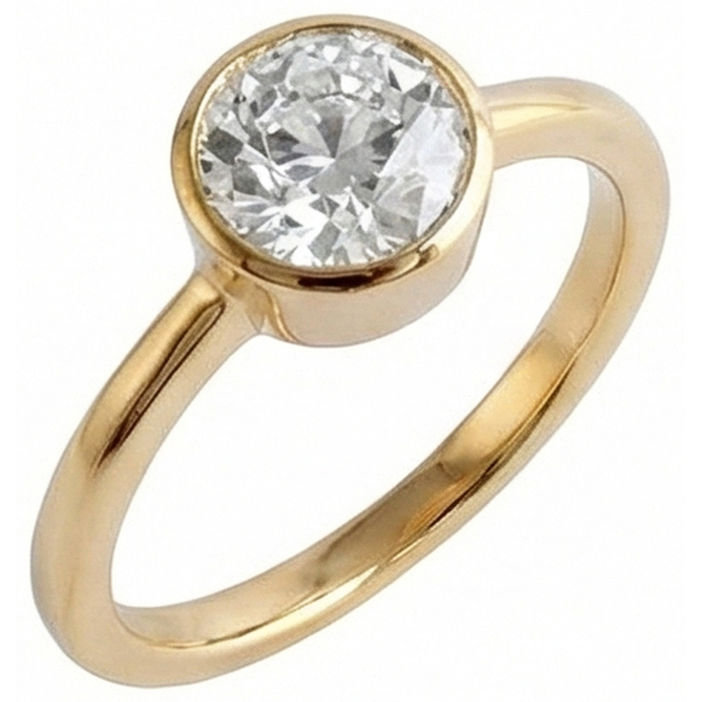 Runder Solitaire Old Mine Cut Echt Aus der Erde Abgebauter Natürlicher Diamantring Lünette Set 1,50 Karat