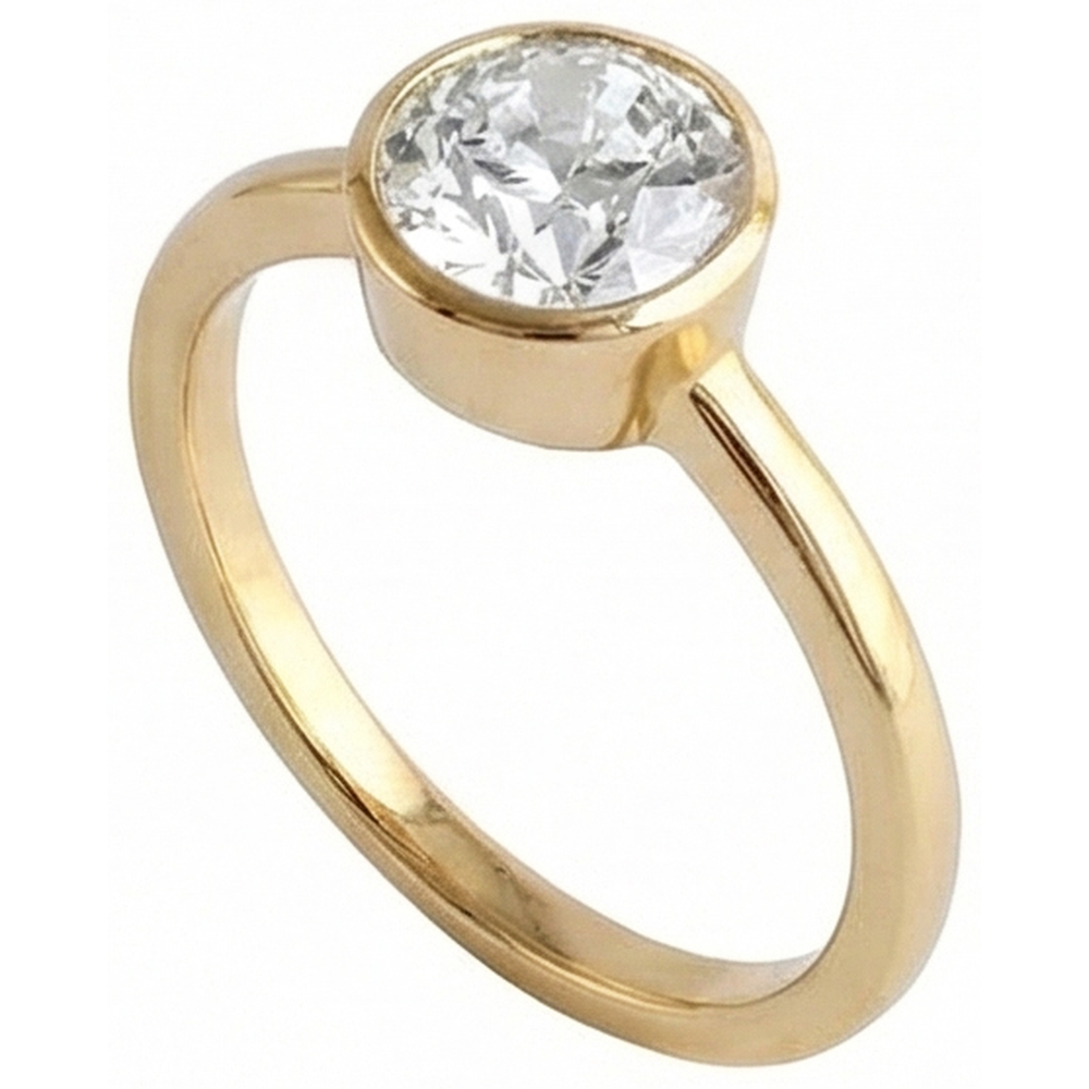 Runder Solitaire Old Mine Cut Echt Aus der Erde Abgebauter Natürlicher Diamantring Lünette Set 1,50 Karat