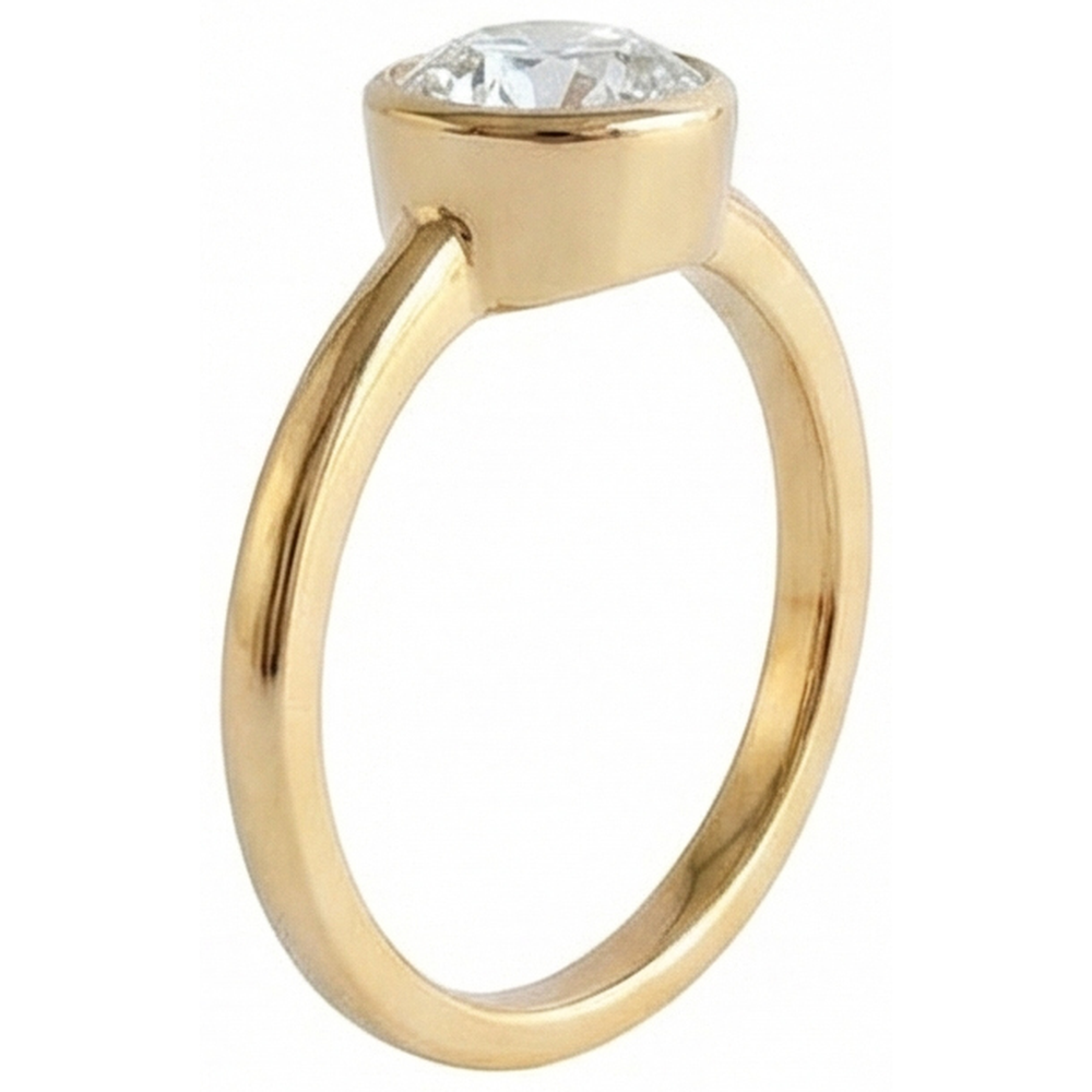 Runder Solitaire Old Mine Cut Echt Aus der Erde Abgebauter Natürlicher Diamantring Lünette Set 1,50 Karat