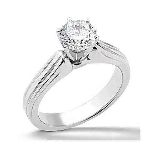 Runder Solitär 1.51 ct. Echt Diamant-Verlobungsring Weißgold 14K