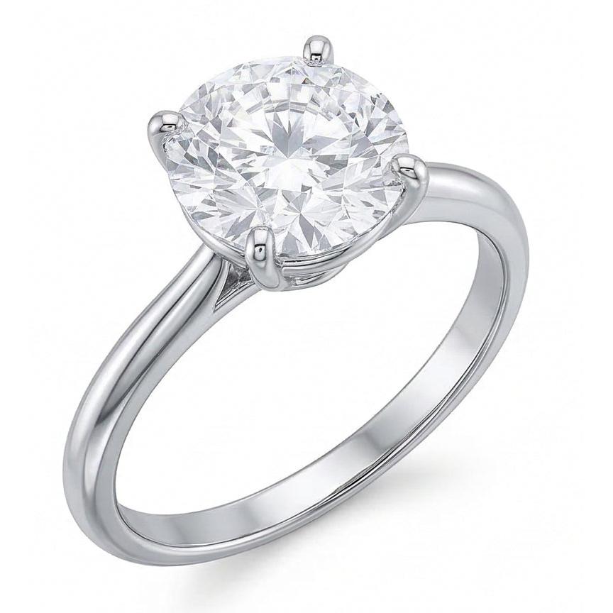 Runder Solitär 2 Karat Aus der Erde Abgebauter Natürlicher Diamant-Verlobungsring Weißgold 14K
