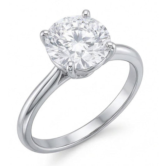 Runder Solitär 2 Karat Aus der Erde Abgebauter Natürlicher Diamant-Verlobungsring Weißgold 14K