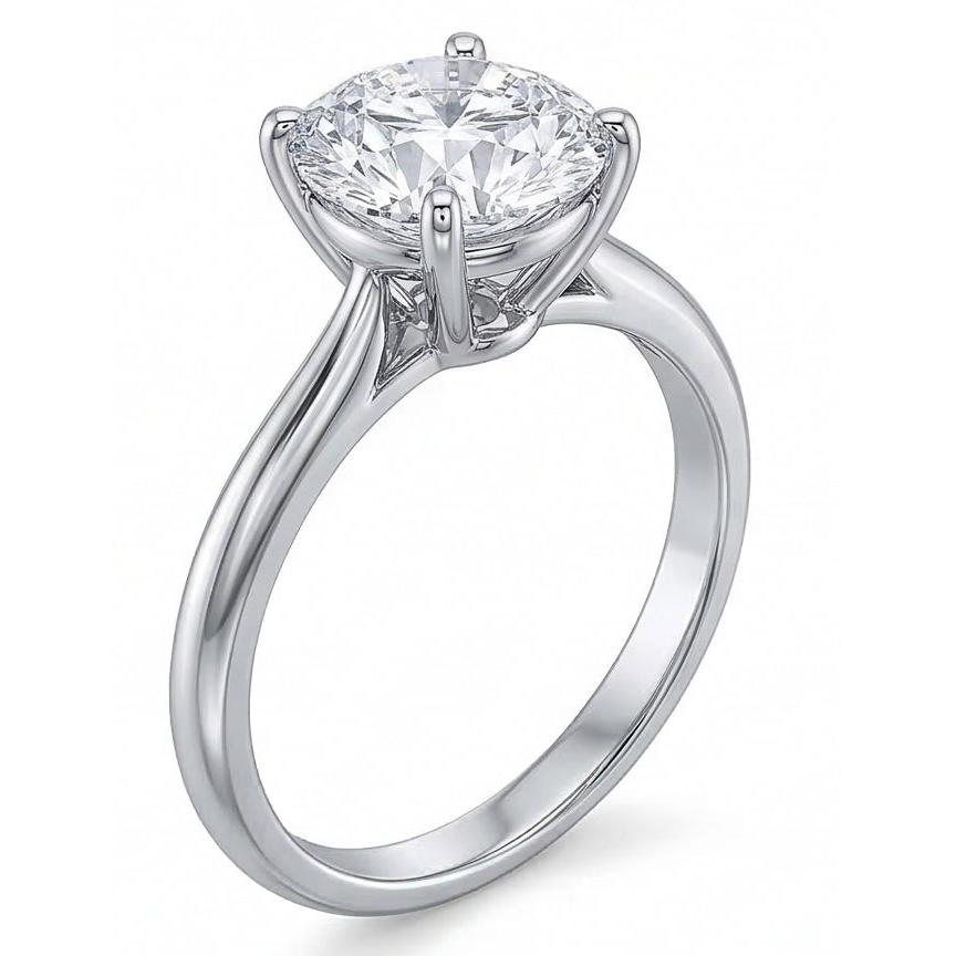 Runder Solitär 2 Karat Aus der Erde Abgebauter Natürlicher Diamant-Verlobungsring Weißgold 14K