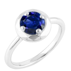 Runder Solitär Blauer Saphir Ring 1 Karat 4 Zinken Edelsteinschmuck