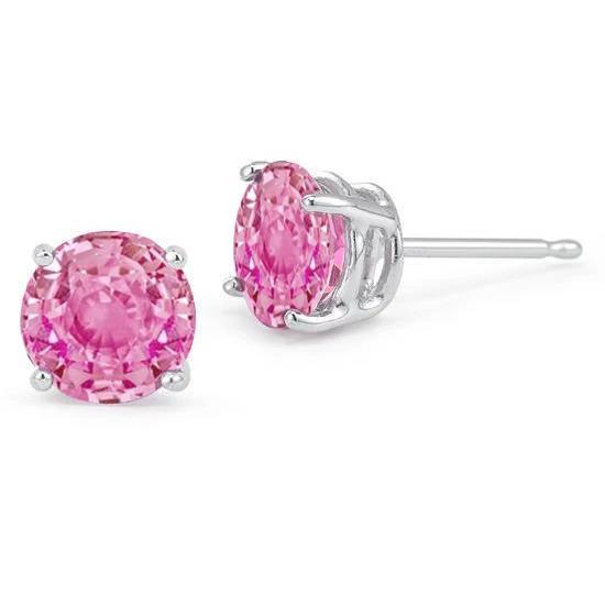 Runder Solitär Rosa Saphir Ohrstecker Gold Damenschmuck 3 ct. - harrychadent.de