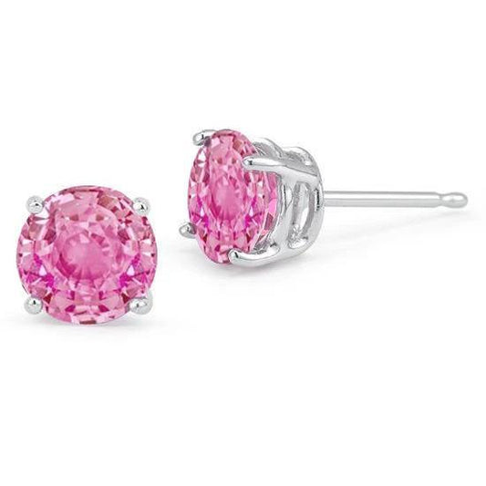 Runder Solitär Rosa Saphir Ohrstecker Gold Damenschmuck 3 ct. - harrychadent.de