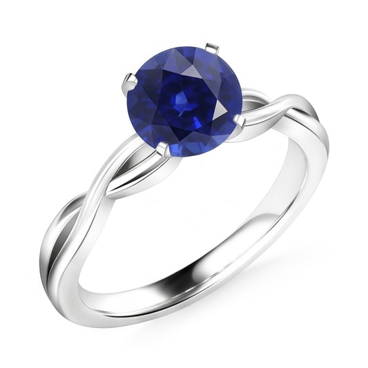 Runder Solitär Saphir Ring Infinity Style Schaftgold 14K 2 Karat