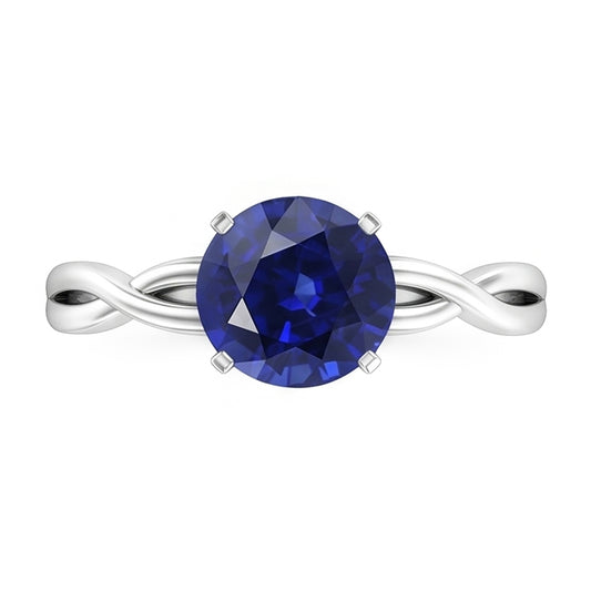 Runder Solitär Saphir Ring Infinity Style Schaftgold 14K 2 Karat