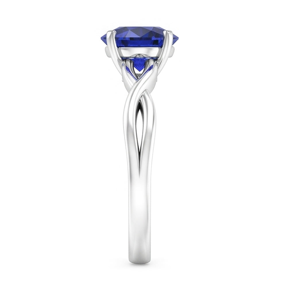 Runder Solitär Saphir Ring Infinity Style Schaftgold 14K 2 Karat
