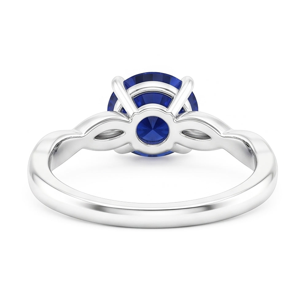 Runder Solitär Saphir Ring Infinity Style Schaftgold 14K 2 Karat