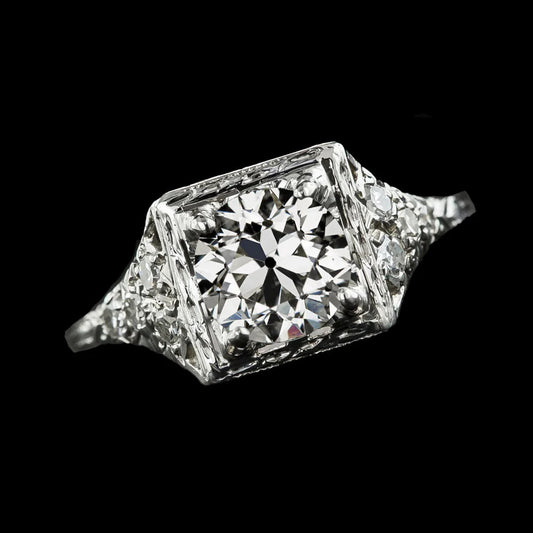 Runder Solitärring Alter Minenschliff Echt Diamant 2 Karat Damenschmuck