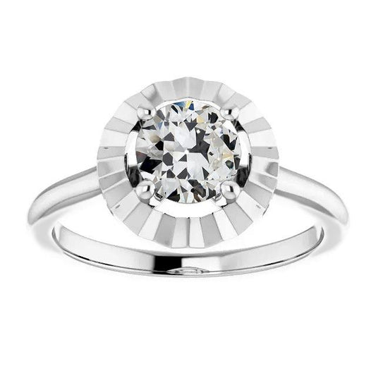 Runder Solitärring Alter Minenschliff Echt Diamant Damenschmuck 2 Karat