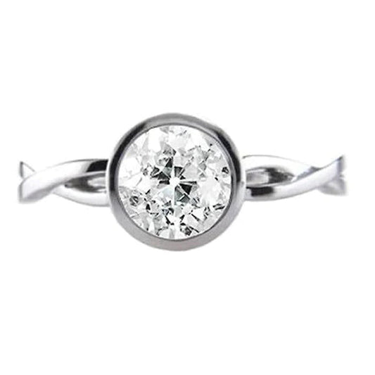 Runder Solitärring Lünette alter Bergmann Echt Diamant Infinity Style 1,25 Karat