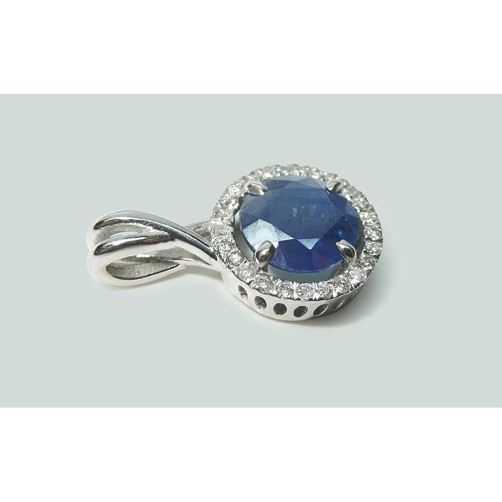 Runder Sri Lanka Saphir Diamant Damen Halskette Anhänger 2,20 Ct. - harrychadent.de