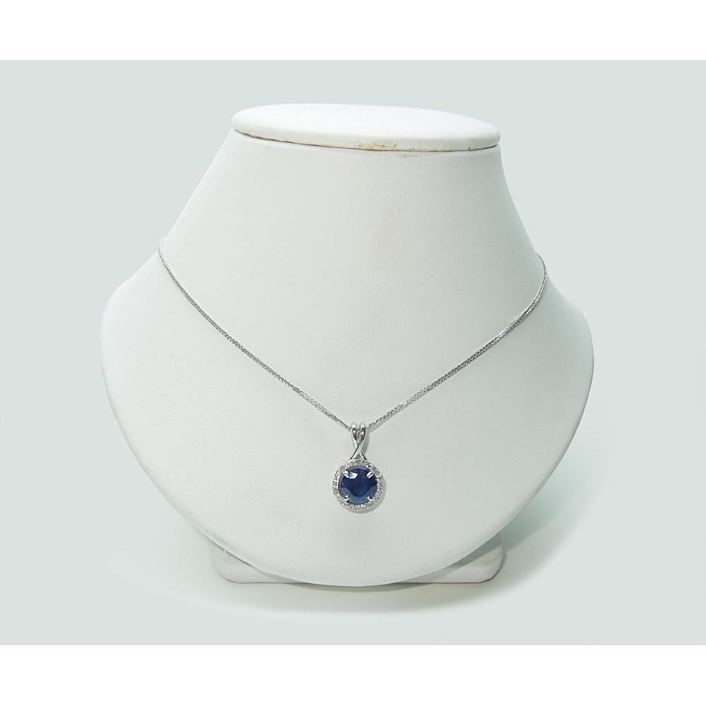 Runder Sri Lanka Saphir Diamant Damen Halskette Anhänger 2,20 Ct. - harrychadent.de