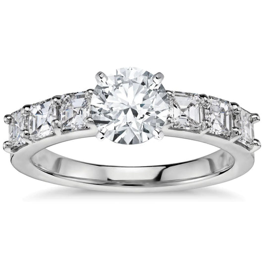 Runder Verlobungsring mit 4 Karat Echt Diamanten und Asscherschliff