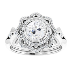 Runder alter Bergmann Echt Diamant Double Halo Ring Lünette Split Shank 5.25 Karat