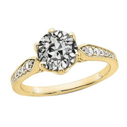 Runder alter Bergmann-Echt Aus der Erde Abgebauter Natürlicher Diamant-Jubiläumsring mit Akzenten 3.25 Karat