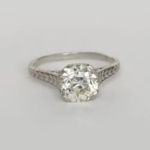 Runder alter Bergmann Echt Diamant Solitär Ring Vintage Style 1.50 Karat