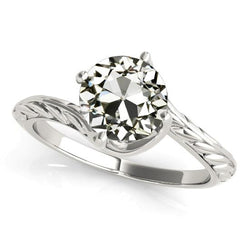 Runder alter Bergmann Echt Aus der Erde Abgebauter Natürlicher Diamant Solitär Ring Vintage Style 2.50 Karat