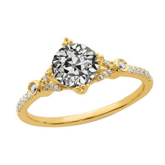 Runder alter Bergmann Echt Diamantring 14K Gelbgold 3.75 Karat Schmuck