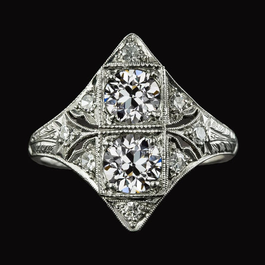 Runder alter Bergmann Echt Diamantring Antiker Drachenstil 2.50 Karat Filigran