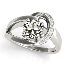 Runder alter Bergmann Natürlich Aus der Erde Abgebauter Natürlicher Diamant Ausgefallener Ring 14K Weißgold 6 Karat