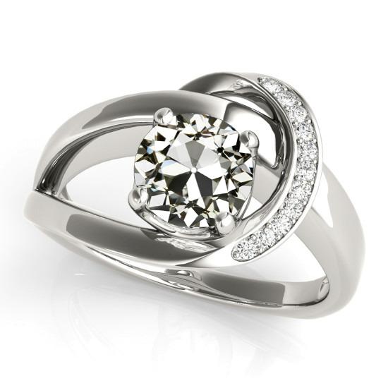 Runder alter Bergmann Natürlich Diamant Ausgefallener Ring 14K Weißgold 6 Karat