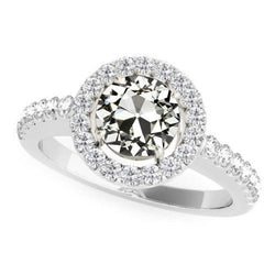 Runder alter Echt Minenschliff Aus der Erde Abgebauter Natürlicher Diamant Halo Ring Schmuck 5 Karat Weißgold