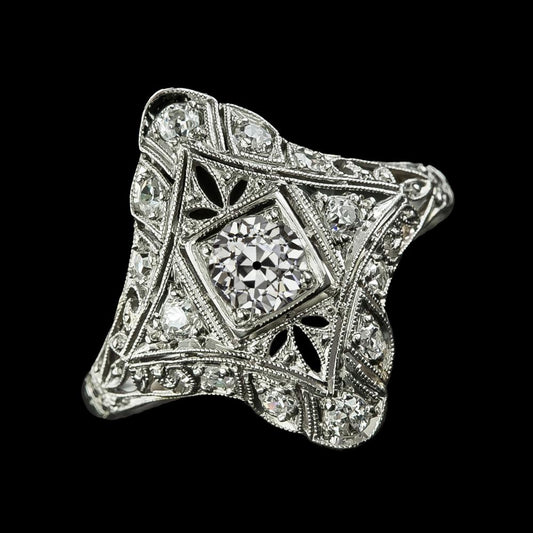 Runder alter Minenschliff Echt Diamant Ausgefallener Ring Milgrain Schaft 2,25 Karat