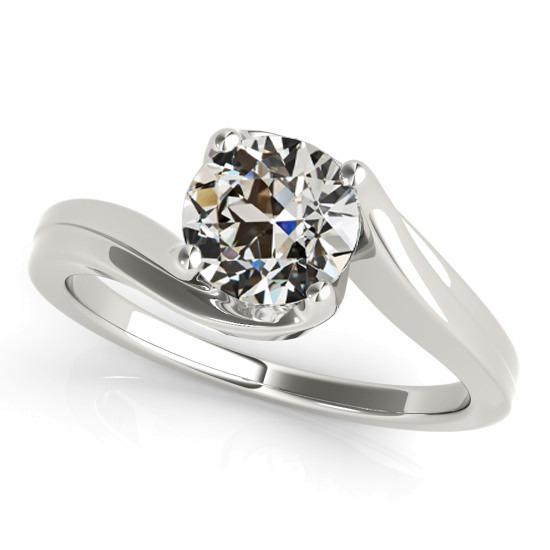 Runder alter Minenschliff Echt Diamant Solitär Ring Tension Style 2 Karat