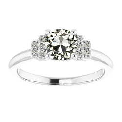 Runder alter Minenschliff Echt Aus der Erde Abgebauter Natürlicher Diamant-Verlobungsring 14K Weißgold 3 Karat