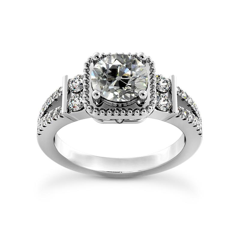 Runder-alter-Minenschliff-Echt Diamant-Verlobungsring-mit-geteiltem-Schaft-3_75-Karat