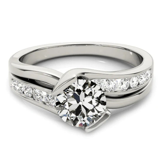 Runder alter Minenschliff Echt Diamantring Verdrehter Stil Bar Satz 3.50 Karat