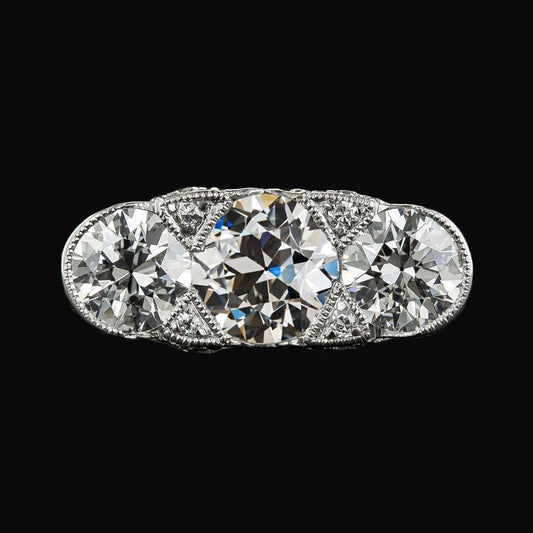Runder alter Minenschliff Echt Diamantring für Damen 5 Karat Milgrain Shank