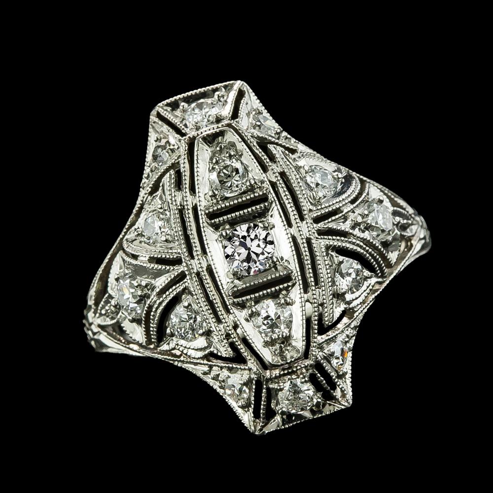 Runder alter Minenschliff-Echt Diamantring im Vintage-Stil mit Akzenten 2 Karat