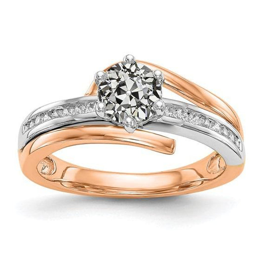 Runder alter Minenschliff-Echt Diamantring mit Akzenten 6 Zinken-Set 2.75 Karat