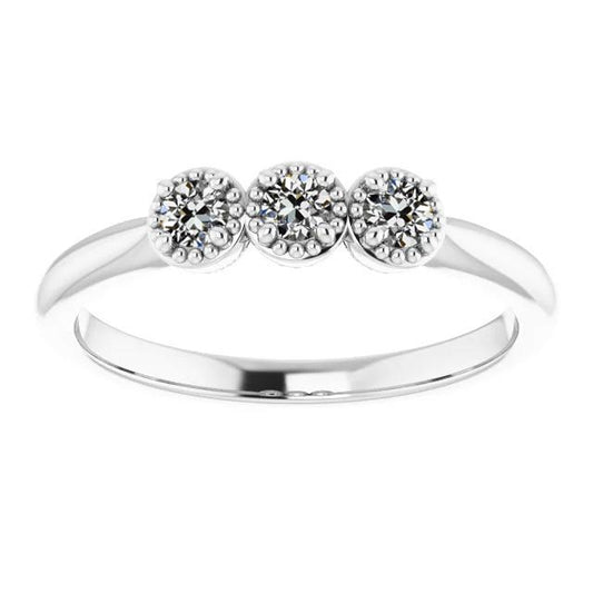 Runder alter Minenschliff Natürliche Diamantring 3 Steinschmuck 14K Gold 2.25 Karat