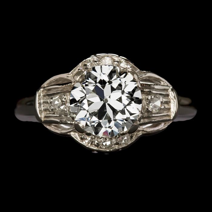 Runder alter europäischer Natürliche Diamant-Verlobungsring für Damen Gold 4 Karat