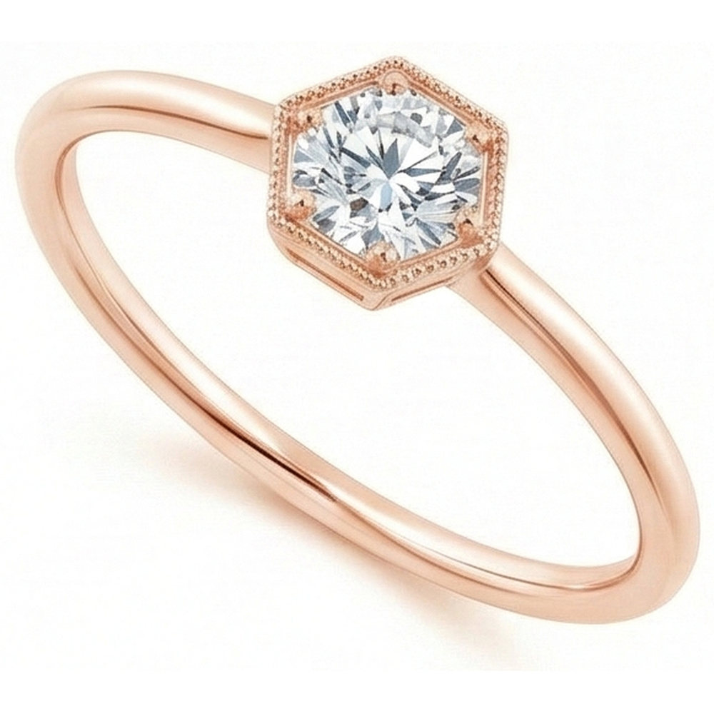 Runder alter europäischer Solitärring aus Roségold 1 Karat Echt Natürlicher Diamant ( nicht im Labor gezüchtet ) Milgrain-Fassung