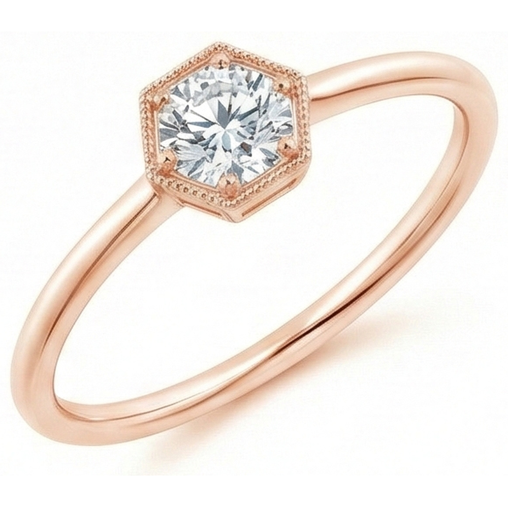 Runder alter europäischer Solitärring aus Roségold 1 Karat Echt Natürlicher Diamant ( nicht im Labor gezüchtet ) Milgrain-Fassung