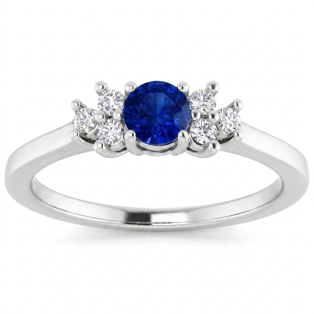 Runder blauer Saphirstein 1,50 Karat Verlobungsring