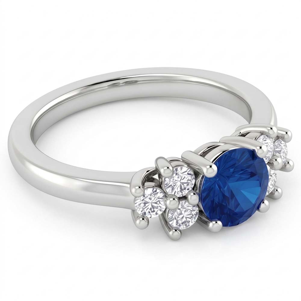 Runder blauer Saphirstein 1,50 Karat Verlobungsring