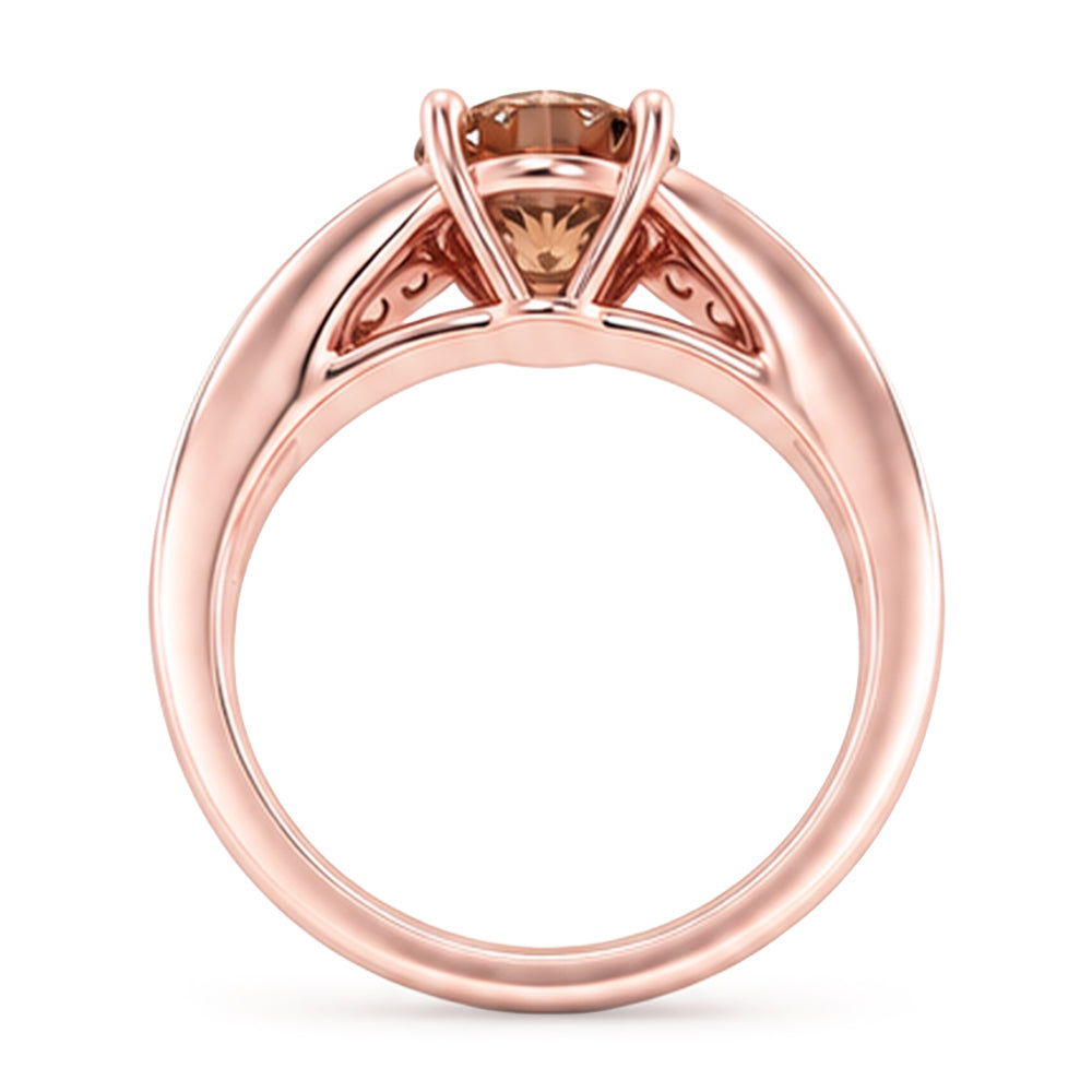 Runder brauner Champagner-Aus der Erde Abgebauter Natürlicher Diamant-Edelstein-Ring 2.5 Karat Roségold 14K